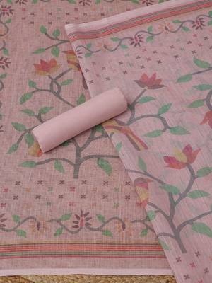printed linen unstitched dress material 3