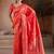Red woven design banarasi saree with unstitched blouse
