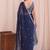 Navy blue embroidered tissue designer saree