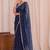 Navy blue embroidered tissue designer saree