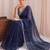 Navy blue embroidered tissue designer saree