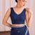 Navy blue embroidered tissue designer saree