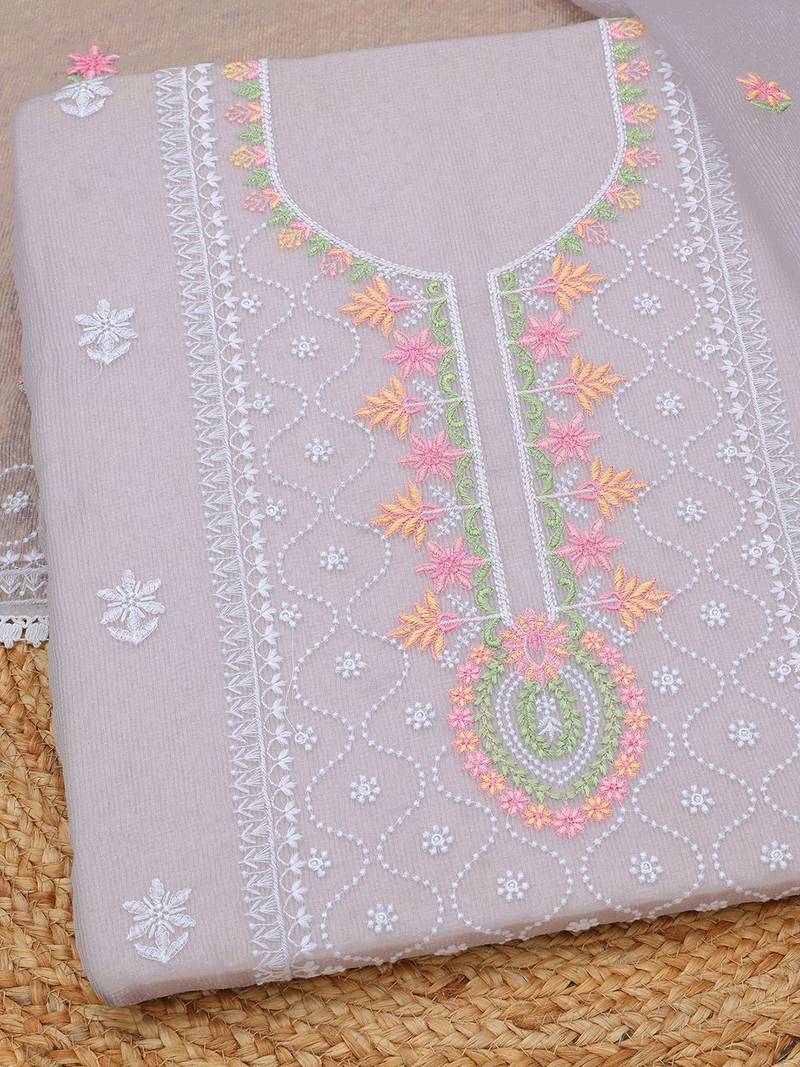 embroidered unstitched dress material