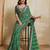 Green bandhani printed saree with unstitched blouse