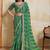 Green bandhani printed saree with unstitched blouse