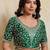 Green bandhani printed saree with unstitched blouse