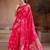 Pink ethnic motifs woven design zari banarasi saree