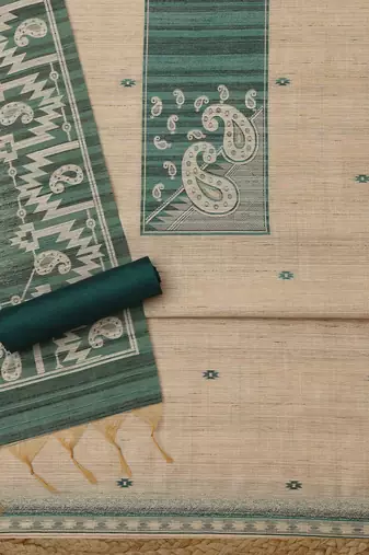 printed art silk unstitched dress material
