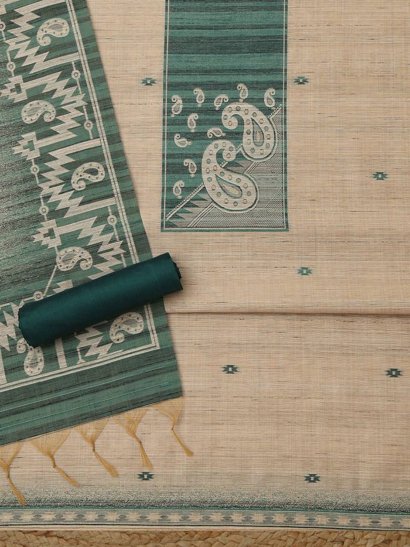 printed art silk unstitched dress material