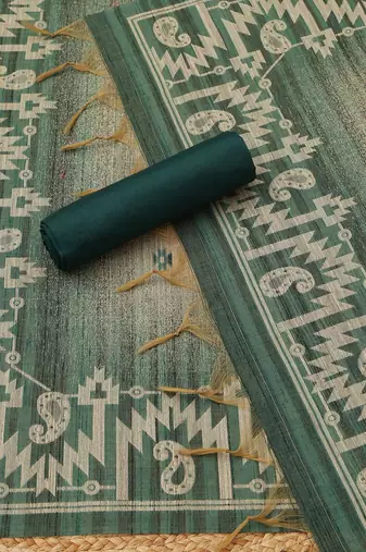 printed art silk unstitched dress material