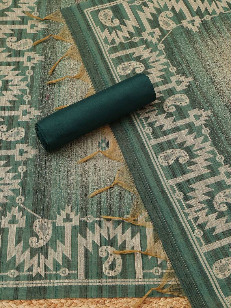 printed art silk unstitched dress material