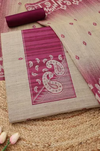 printed art silk unstitched dress material