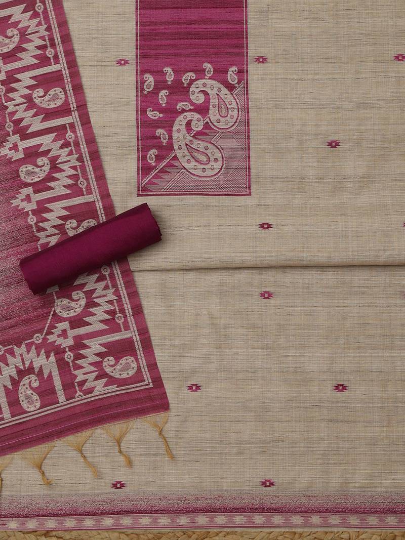 printed art silk unstitched dress material