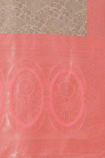 Cream paisley woven design kanjeevaram silk saree