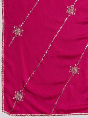 Pink embroidered saree with unstitched blouse 4