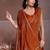 Rust embroidered saree with unstitched blouse