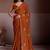 Rust embroidered saree with unstitched blouse