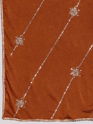 Rust embroidered saree with unstitched blouse 4