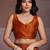 Rust embroidered saree with unstitched blouse
