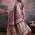 Burgundy women silk blend ethnic motifs banarasi saree with blouse