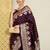 Purple woven design ethnic motifs zari silk blend banarasi saree