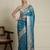 Blue ethnic motif woven design zari indian bridal banarasi saree