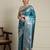 Blue ethnic motif woven design zari indian bridal banarasi saree