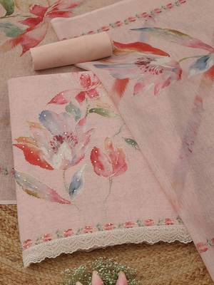 printed linen unstitched dress material 1