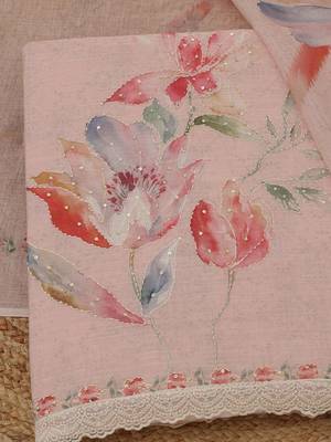 printed linen unstitched dress material 2