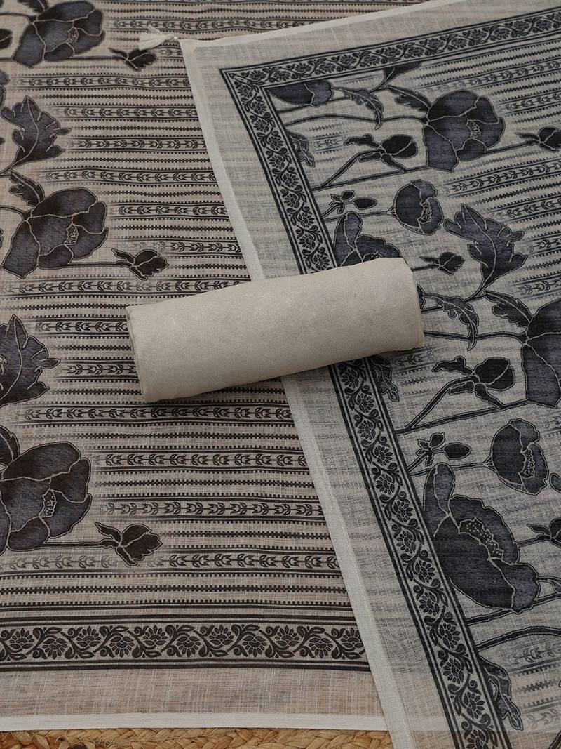printed linen unstitched dress material