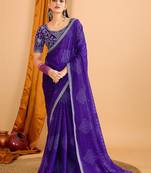Blue women bandhani printed saree with matching blouse