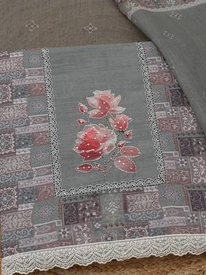printed linen unstitched dress material 1