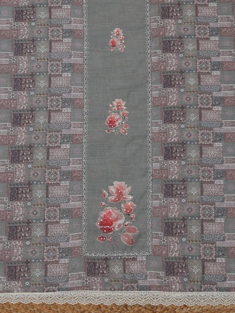 printed linen unstitched dress material