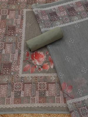 printed linen unstitched dress material 4