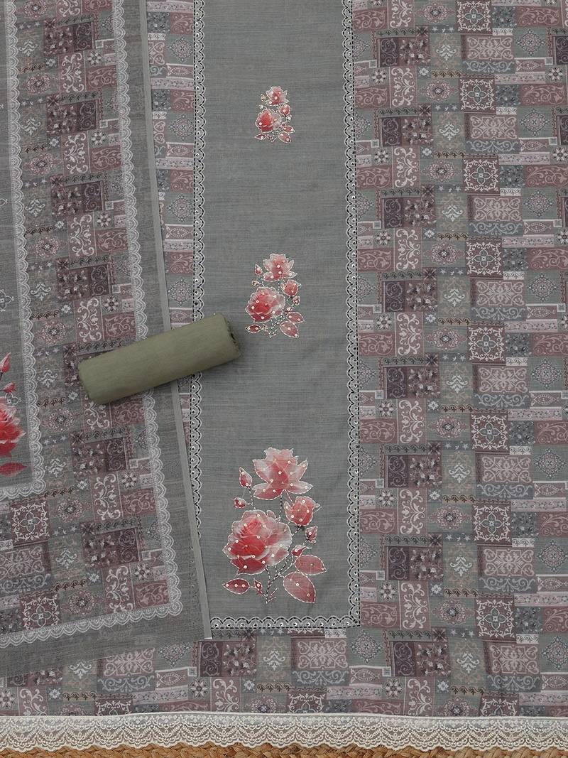 printed linen unstitched dress material