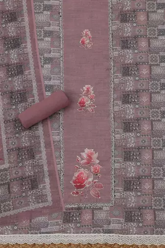 printed linen unstitched dress material