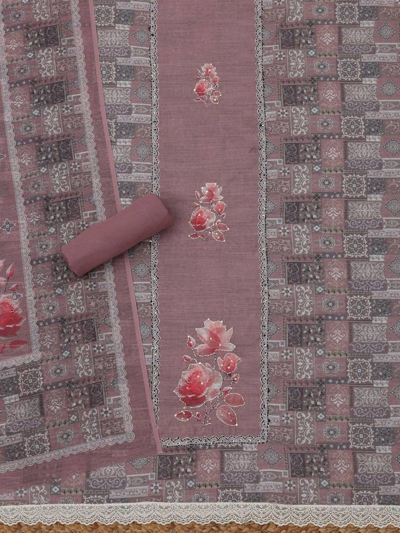 printed linen unstitched dress material
