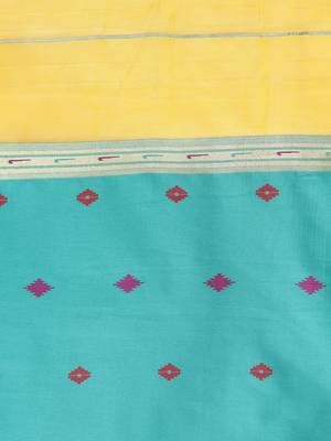 Yellow geometric woven design paithani saree 5