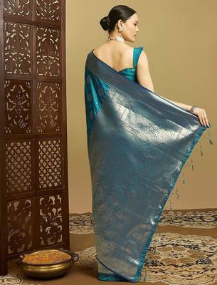 Teal woven design kanjeevaram 2