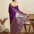 Purple ethnic motifs woven design kanjeevaram saree