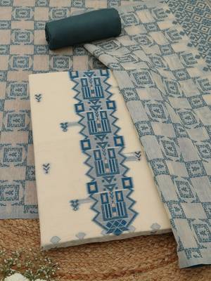 abstract woven design chanderi unstitched dress material 5