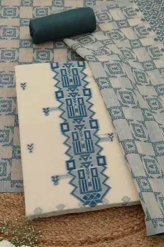 abstract woven design chanderi unstitched dress material