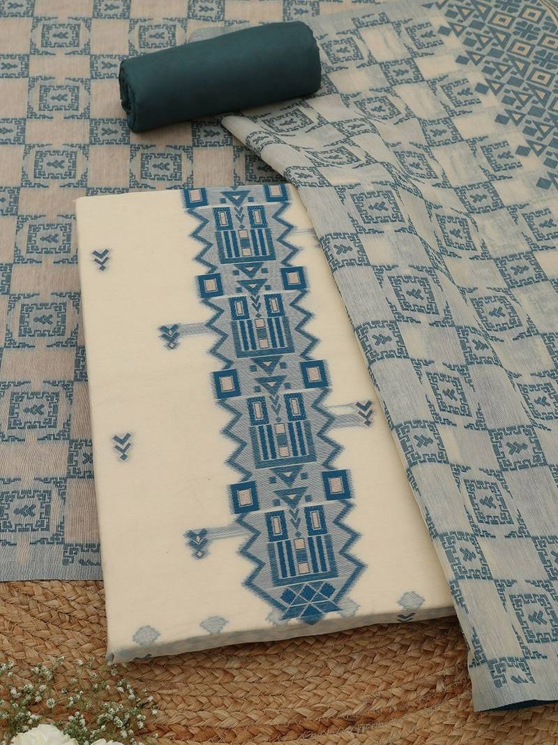 abstract woven design chanderi unstitched dress material