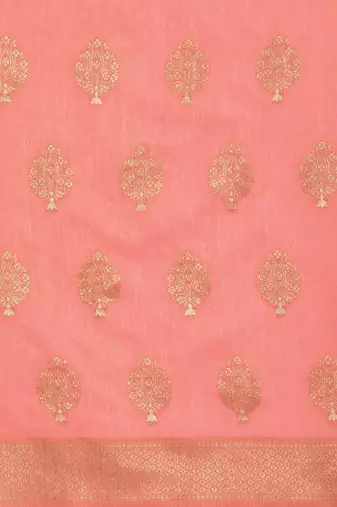 Pink pink & gold-toned ethnic motifs zari saree