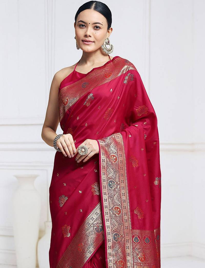 Pink woven design ethnic motifs kanjeevaram saree