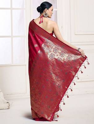 Pink woven design ethnic motifs kanjeevaram saree 3