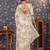 Off white floral printed organza sarees