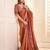Rust jamdani woven design saree with blouse piece