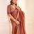 Rust jamdani woven design saree with blouse piece
