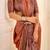 Rust jamdani woven design saree with blouse piece